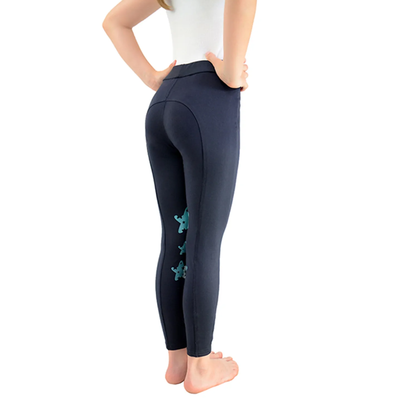 Hy Equestrian Theodora Children's Riding Tights - Navy/Teal - 9-10 Years-1