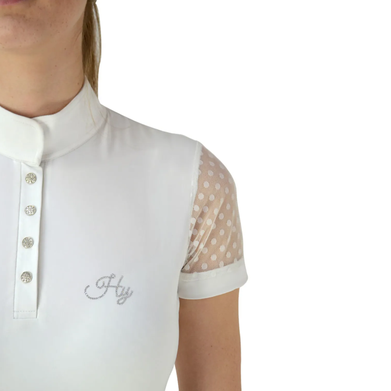 Hy Equestrian Lydia Lace Show Shirt - White-3