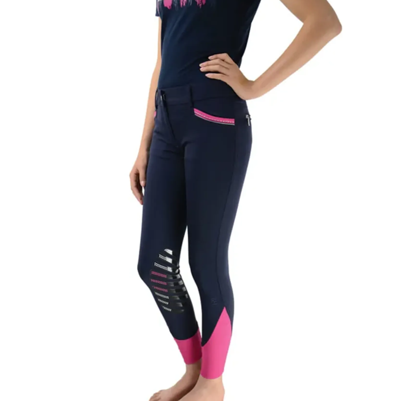 Hy Equestrian Mizs Eugenie Breeches - Navy/Pink