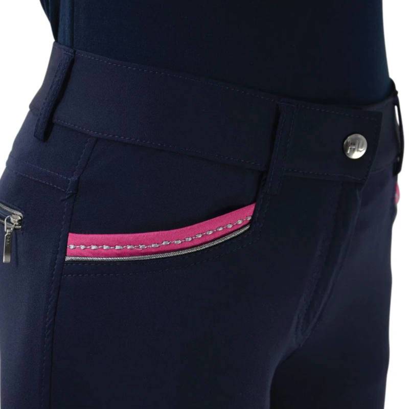 Hy Equestrian Mizs Eugenie Breeches - Navy/Pink-2