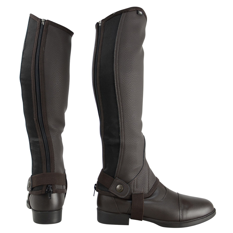 Hy Equestrian Synthetic Combi Leather Chaps - Brown
