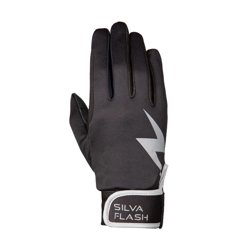 Hy Equestrian Silva Flash Riding Gloves - Black/Reflective Silver