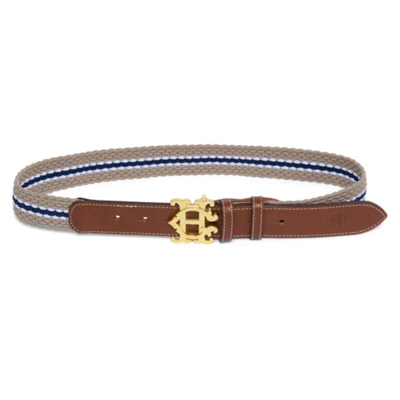 Holland Cooper Elasticated Cord Belt - Stone Navy Ecru