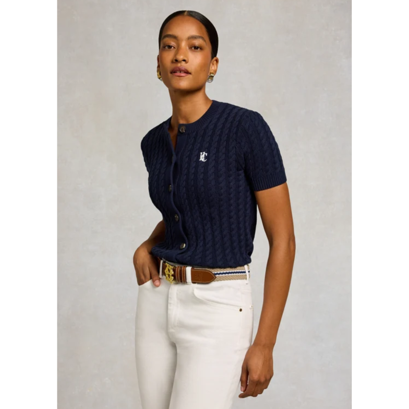 Holland Cooper Elasticated Cord Belt - Stone Navy Ecru-1