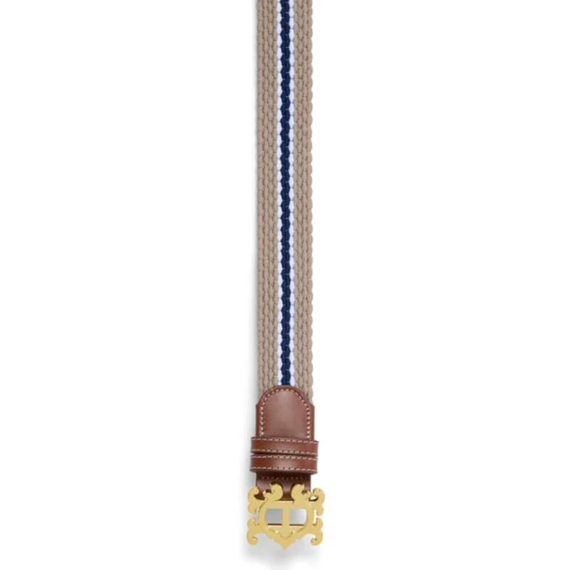 Holland Cooper Elasticated Cord Belt - Stone Navy Ecru-2