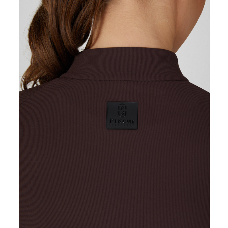 Pikeur Ladies Zip Rip Shirt - Chocolate Brown-2