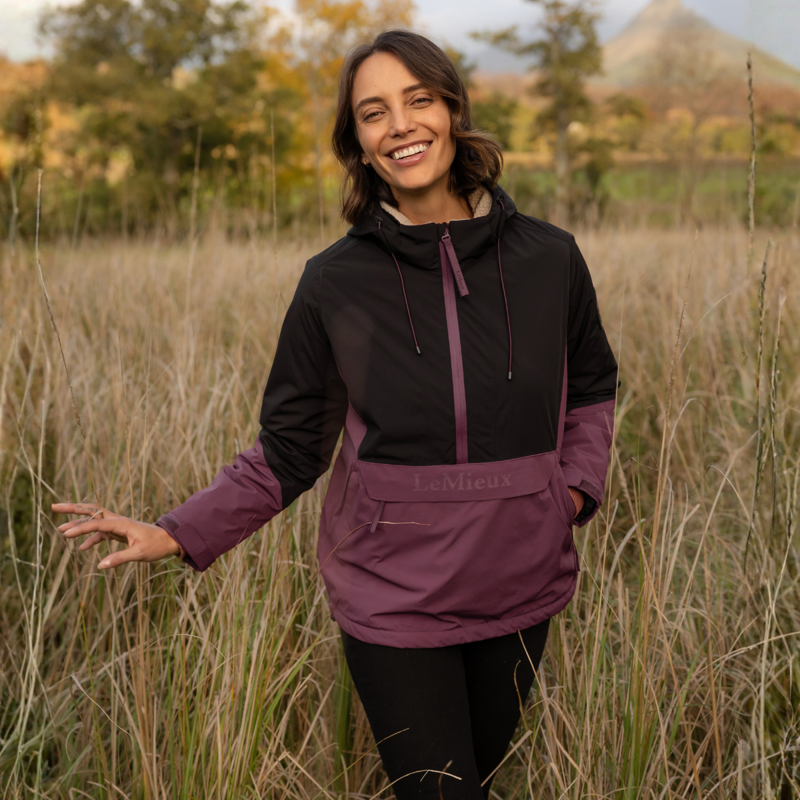 LeMieux Phoebe Half Zip Waterproof Anorak - Black/Bramble-1