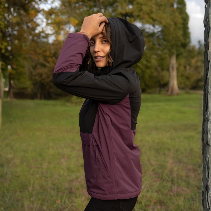 LeMieux Phoebe Half Zip Waterproof Anorak - Black/Bramble-3