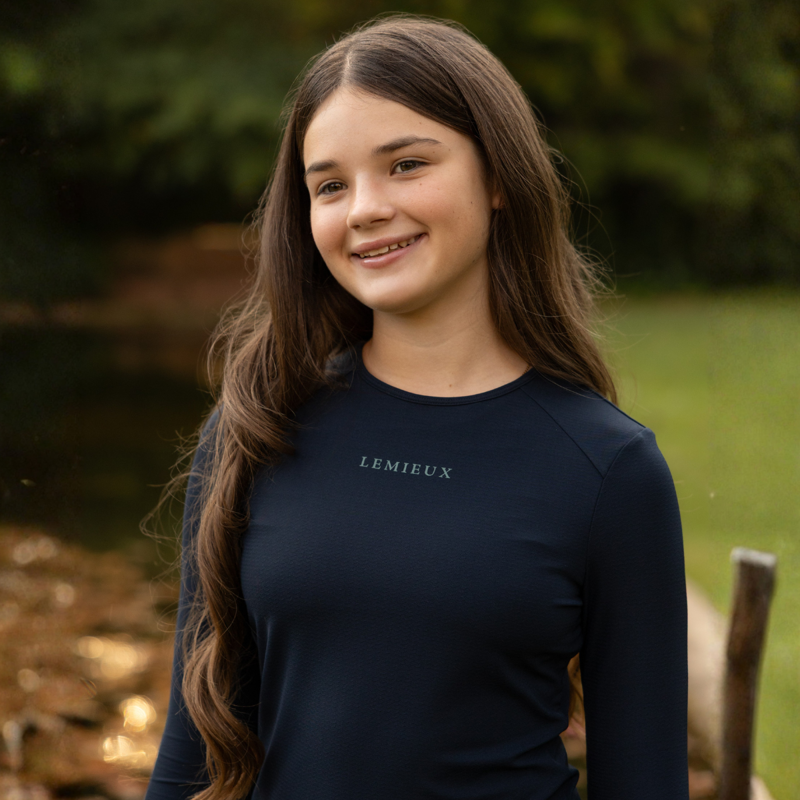 LeMieux Young Rider Hybrid Sports Top - Navy-4