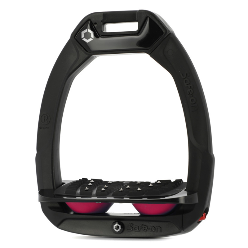 Flex-On Safe-On Inclined Ultra Grip Stirrups - Black/Black/Fuchsia