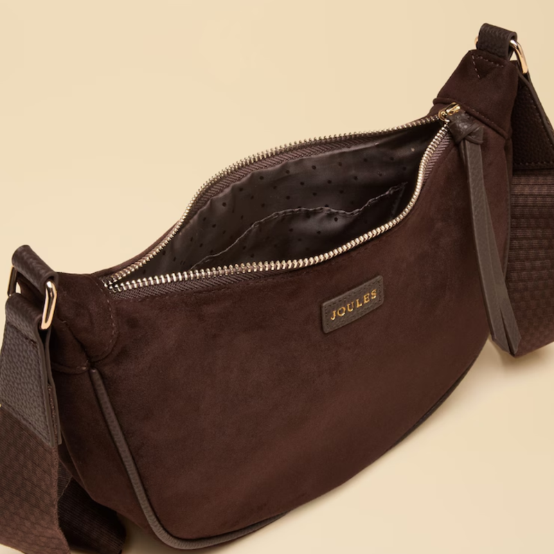 Joules Half Moon Suedette Cross Body Bag -  Chocolate Brown-4
