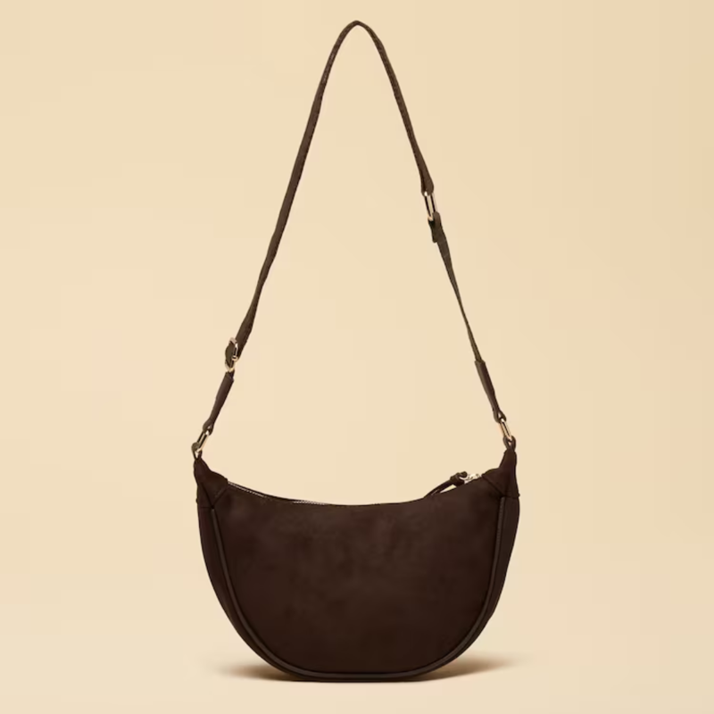 Joules Half Moon Suedette Cross Body Bag -  Chocolate Brown-6