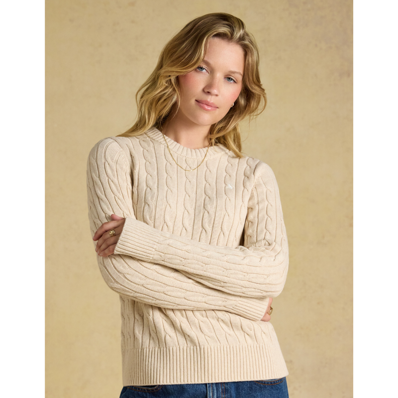 Joules Ladies Classic Cable Jumper - Oatmeal-1