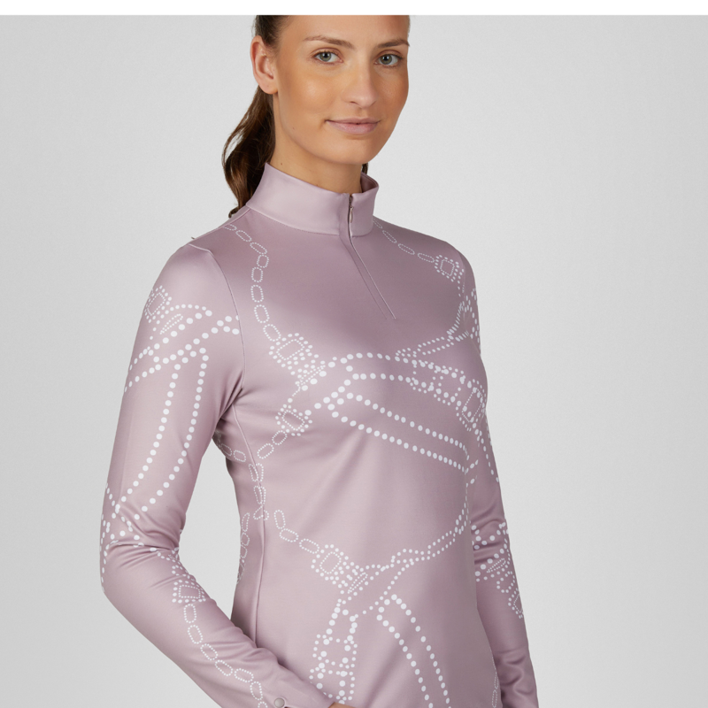 Pikeur Ladies Zip Print Shirt - Ash Mauve-2