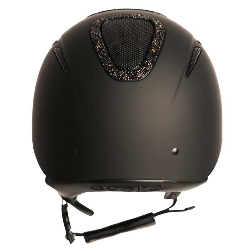 Evoke Elara Classic Peak Riding Hat - Black/Gold Crystal Frame-3
