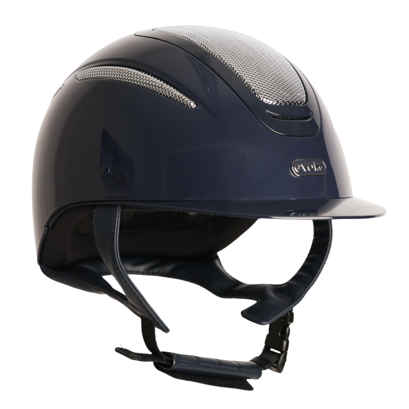 Evoke Elara Classic Peak Riding Hat - Navy Metallic/Silver Chrome-1