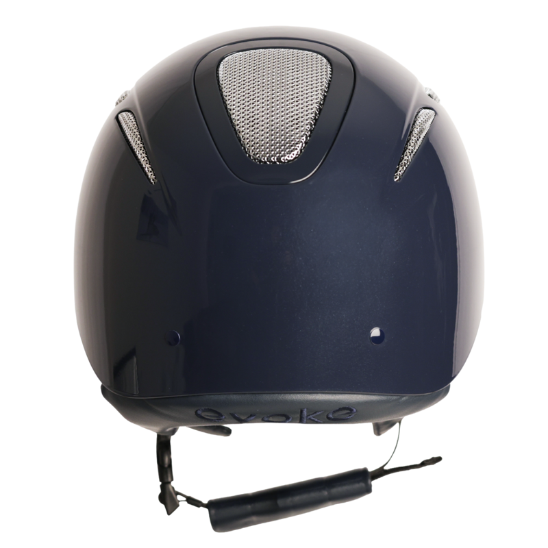 Evoke Elara Classic Peak Riding Hat - Navy Metallic/Silver Chrome-2