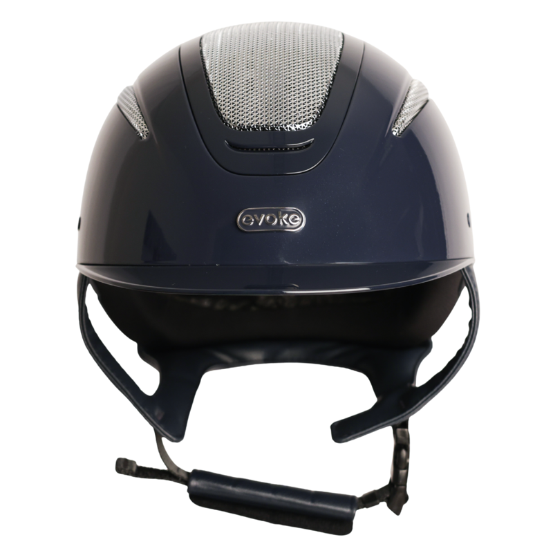 Evoke Elara Classic Peak Riding Hat - Navy Metallic/Silver Chrome-3