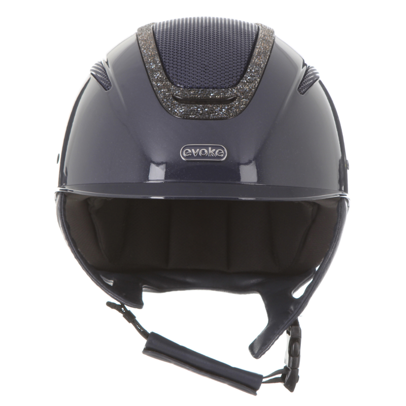 Evoke Elara Classic Peak Riding Hat - Navy Metallic/Steel Crystal Frame-1