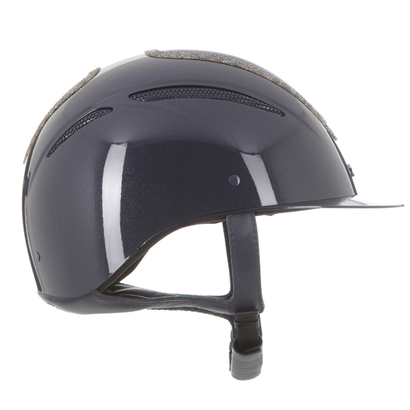 Evoke Elara Classic Peak Riding Hat - Navy Metallic/Steel Crystal Frame-3