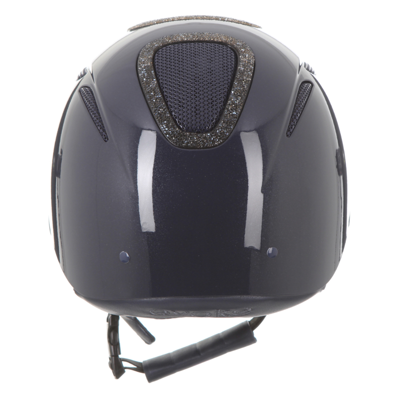 Evoke Elara Classic Peak Riding Hat - Navy Metallic/Steel Crystal Frame-4
