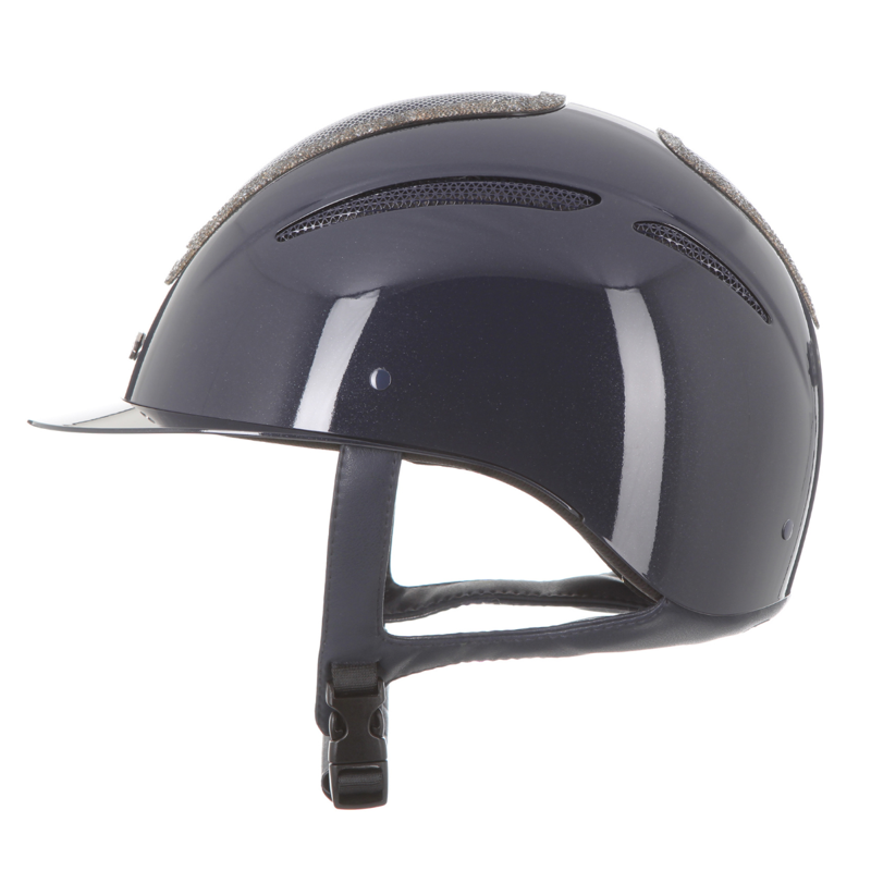 Evoke Elara Classic Peak Riding Hat - Navy Metallic/Steel Crystal Frame-5
