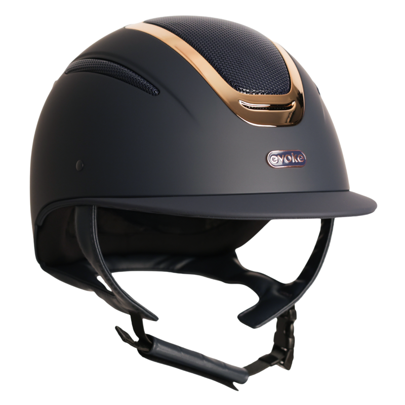 Evoke Elara Classic Peak Riding Hat - Navy/Rose Gold-2