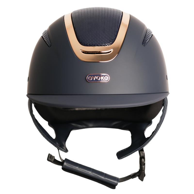 Evoke Elara Classic Peak Riding Hat - Navy/Rose Gold-3