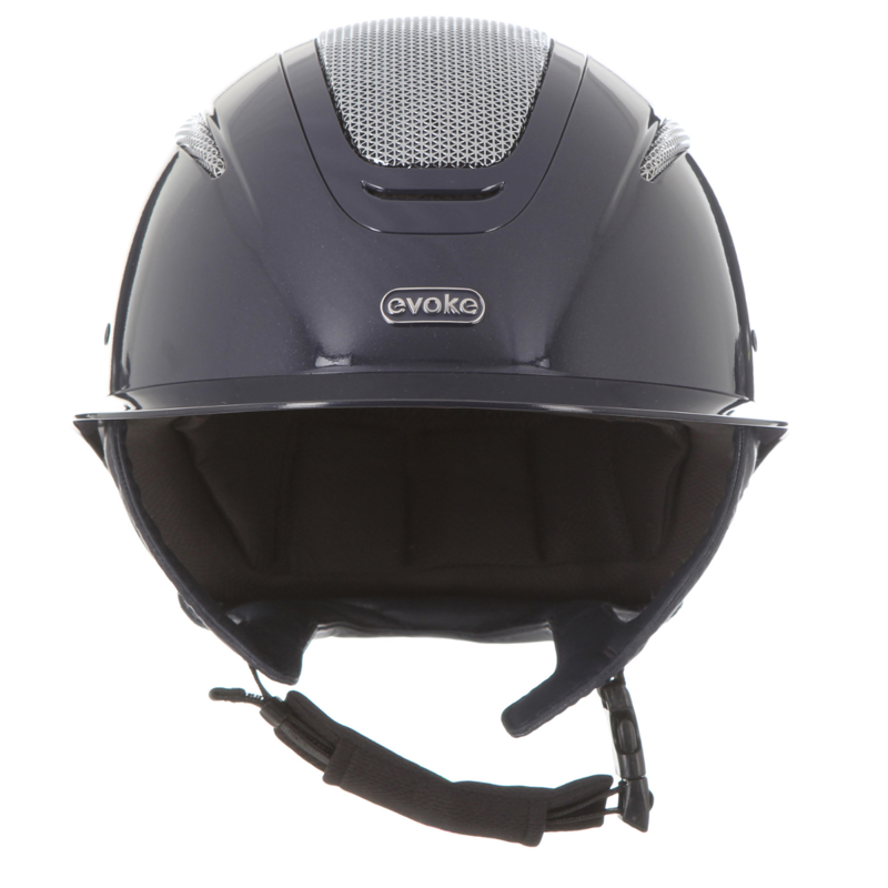 Evoke Elara Wide Peak Riding Hat - Navy Metallic/Silver Chrome-1