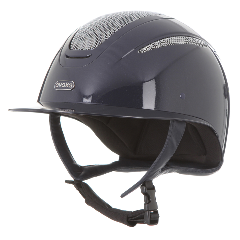 Evoke Elara Wide Peak Riding Hat - Navy Metallic/Silver Chrome