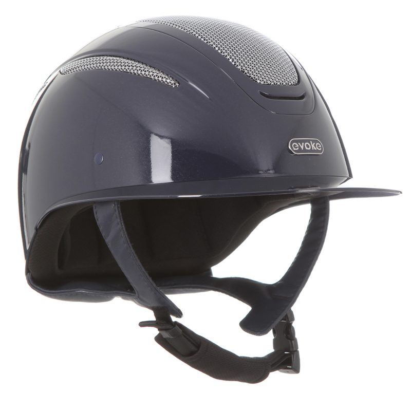 Evoke Elara Wide Peak Riding Hat - Navy Metallic/Silver Chrome-2