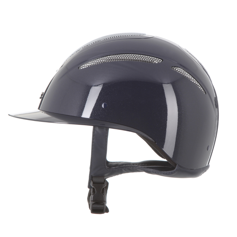 Evoke Elara Wide Peak Riding Hat - Navy Metallic/Silver Chrome-5