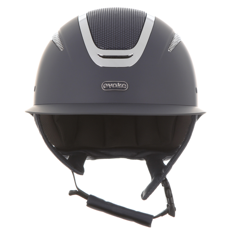 Evoke Elara Wide Peak Riding Hat - Navy/Silver Chrome-1