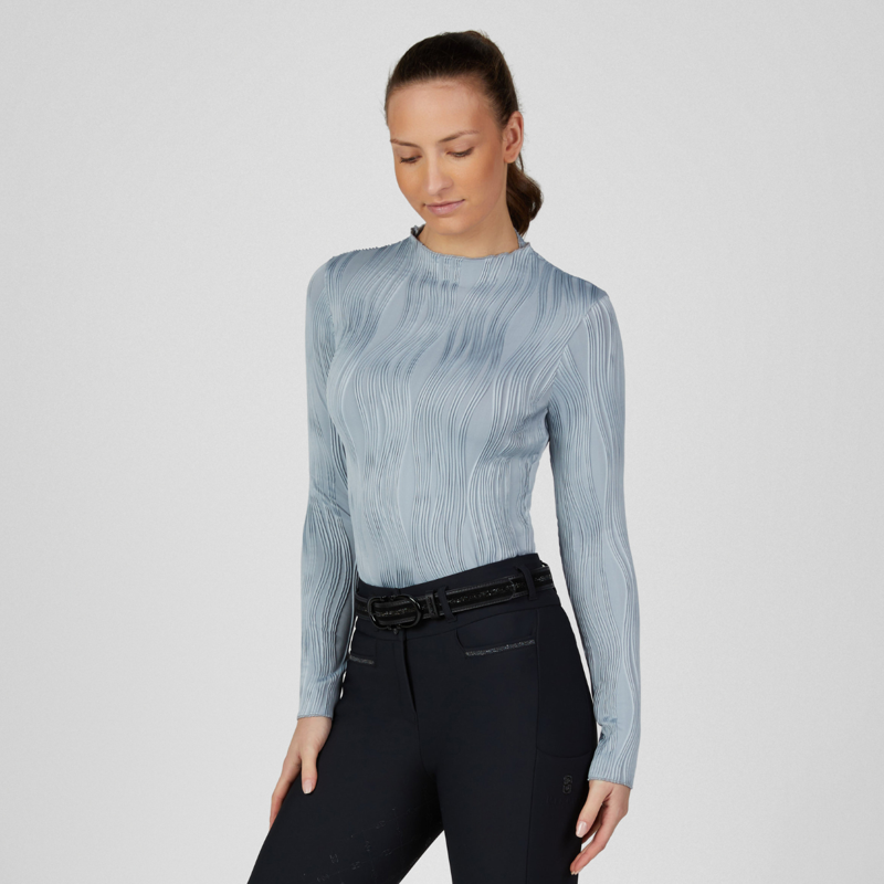 Pikeur Ladies Waveline Shirt - Dusty Blue-3
