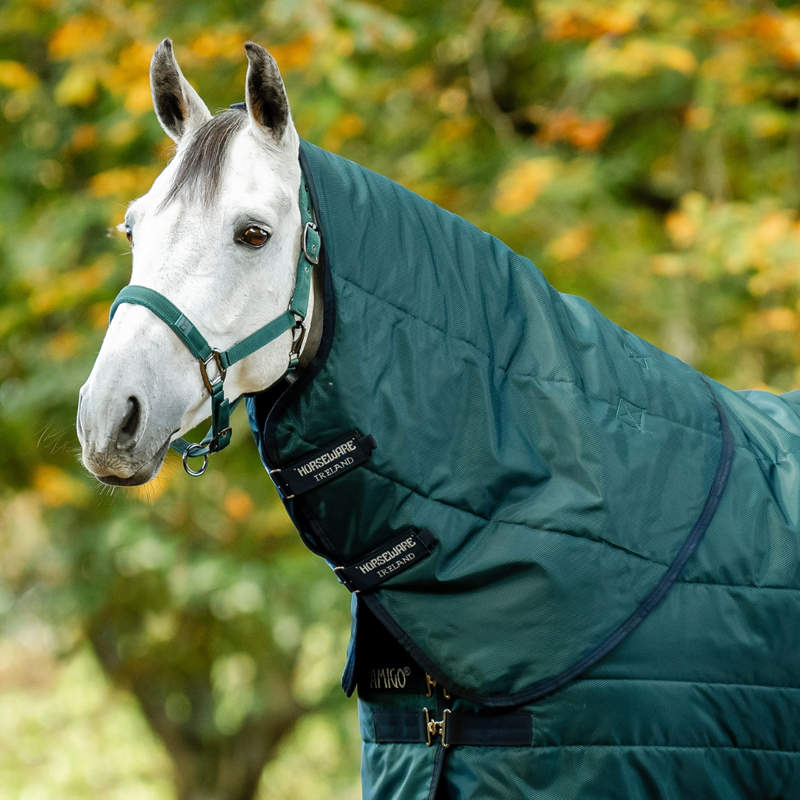 Horseware Amigo Ripstop Insulater 100g Stable Hood - Dynasty Green/Navy Silver