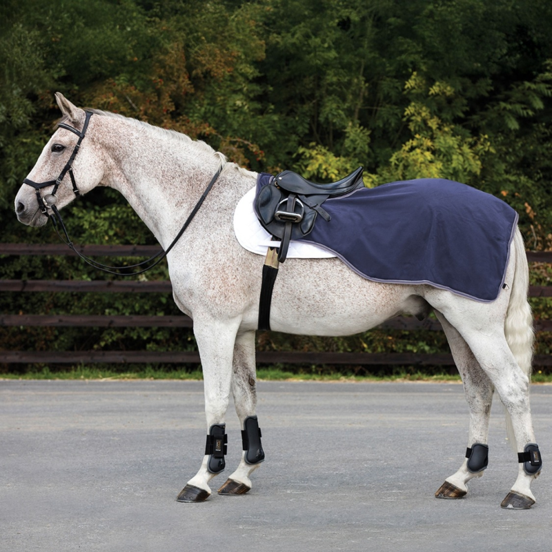 Horseware Rambo Waterproof Fleece Exercise Sheet - Navy/Thunderstorm Grey Silver