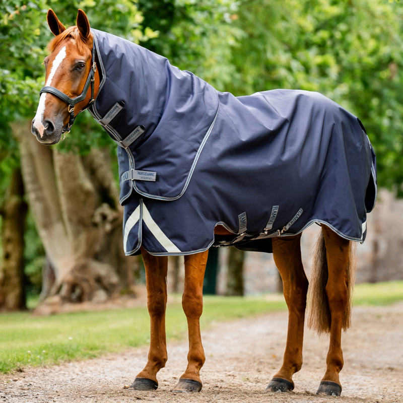Horseware Rambo Duo Ripstop Plus 100g Turnout Bundle + 100g + 200g Liners - Navy/Thunderstorm Grey/Silver