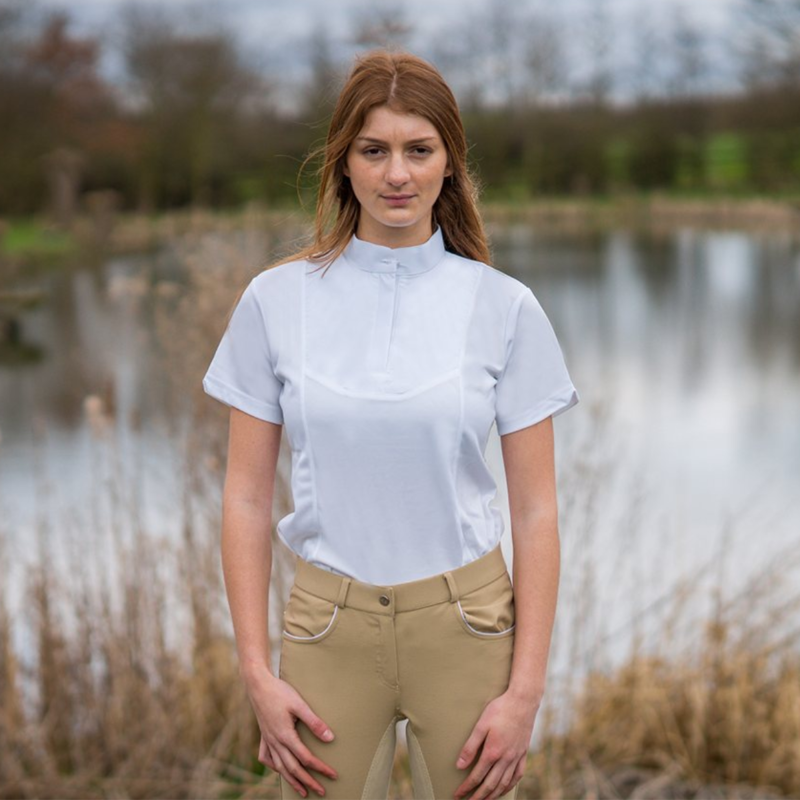 Hy Equestrian Ladies Downham Short Sleeved Stock Shirt - White-1