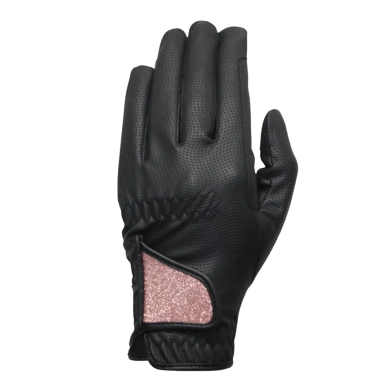 Hy Equestrian Roka Riding Gloves - Black/Rose Gold