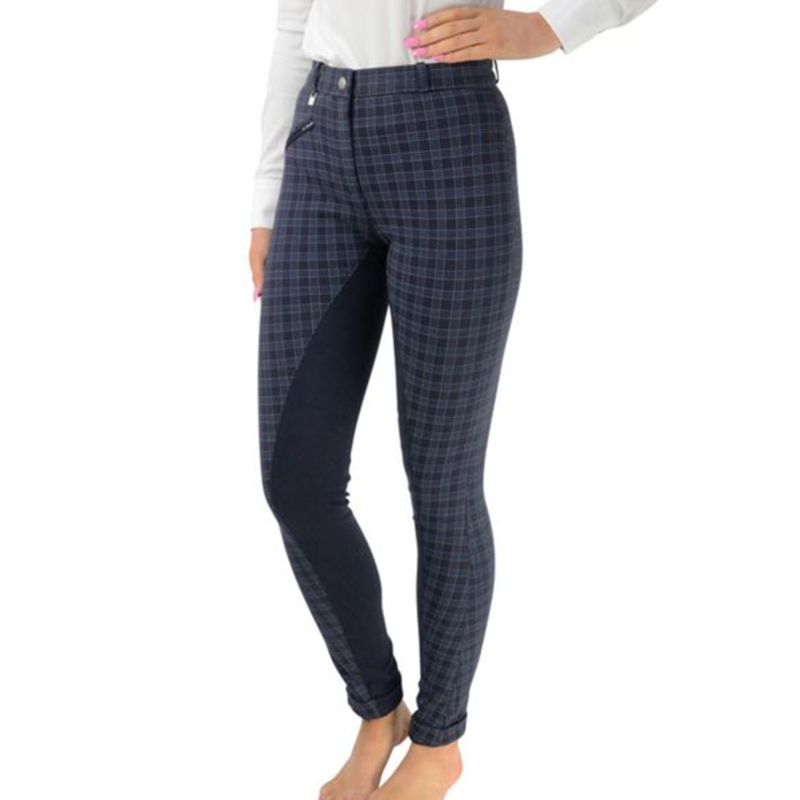 Hy Equestrian Harby Ladies Jodhpurs - Navy Check