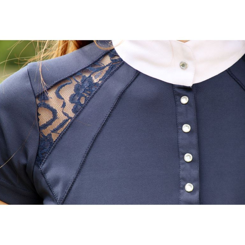 Hy Equestrian Laila Lace Show Shirt - Navy-2