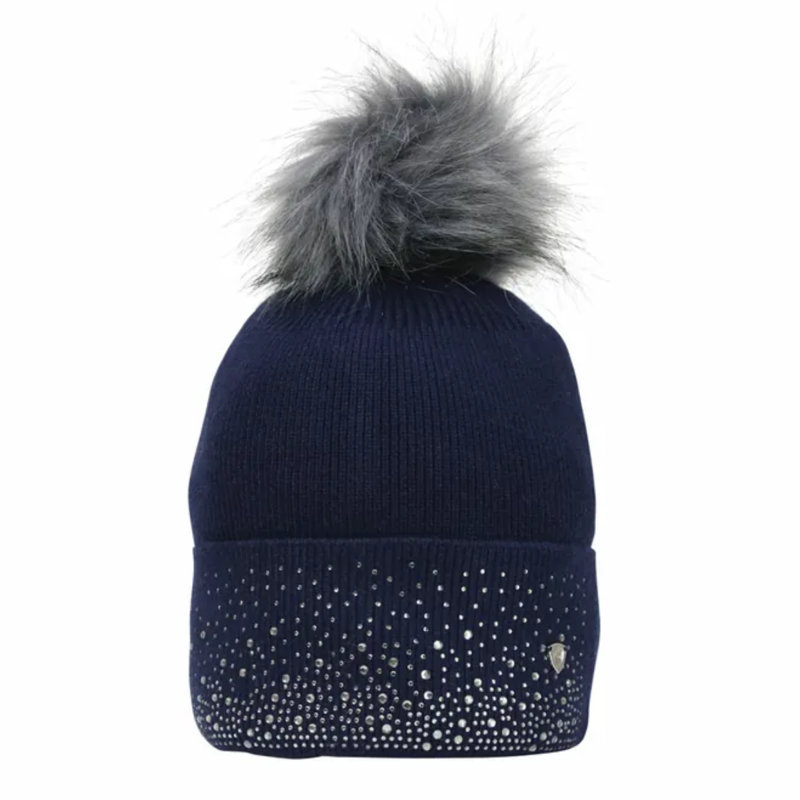 Hy Equestrian Synergy Diamante Bobble Hat - Navy