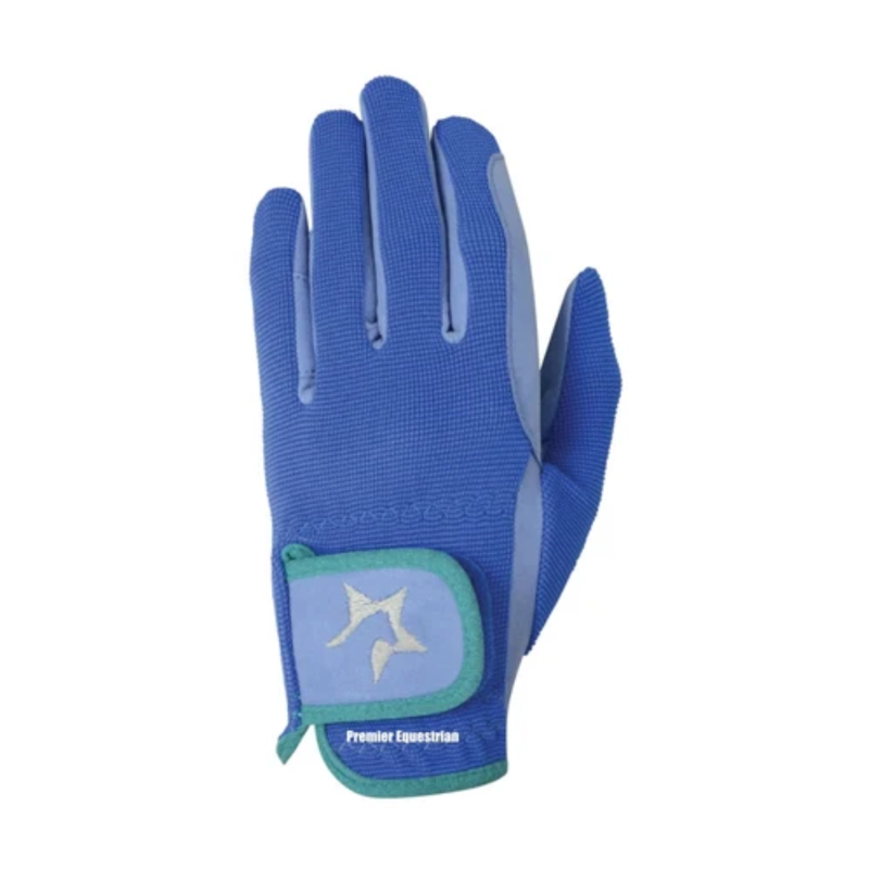 Hy Equestrian Children's Zeddy Riding Gloves - Cobalt Blue/Petrol Blue/Turquoise - XL