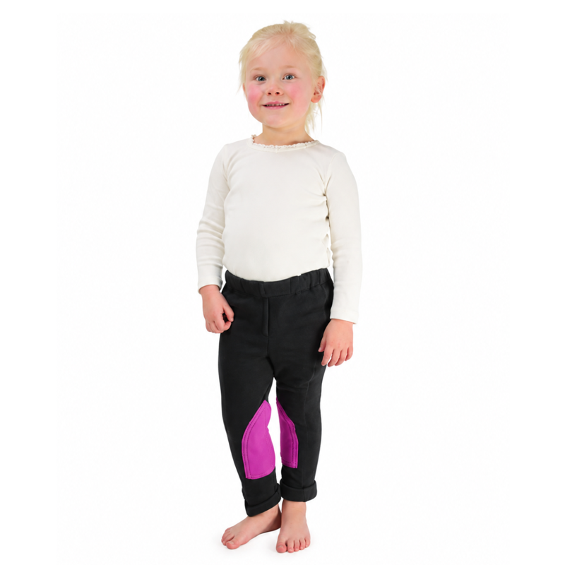 Hy Equestrian Fleece Tots Jodhpurs - Grey/Pink - XL