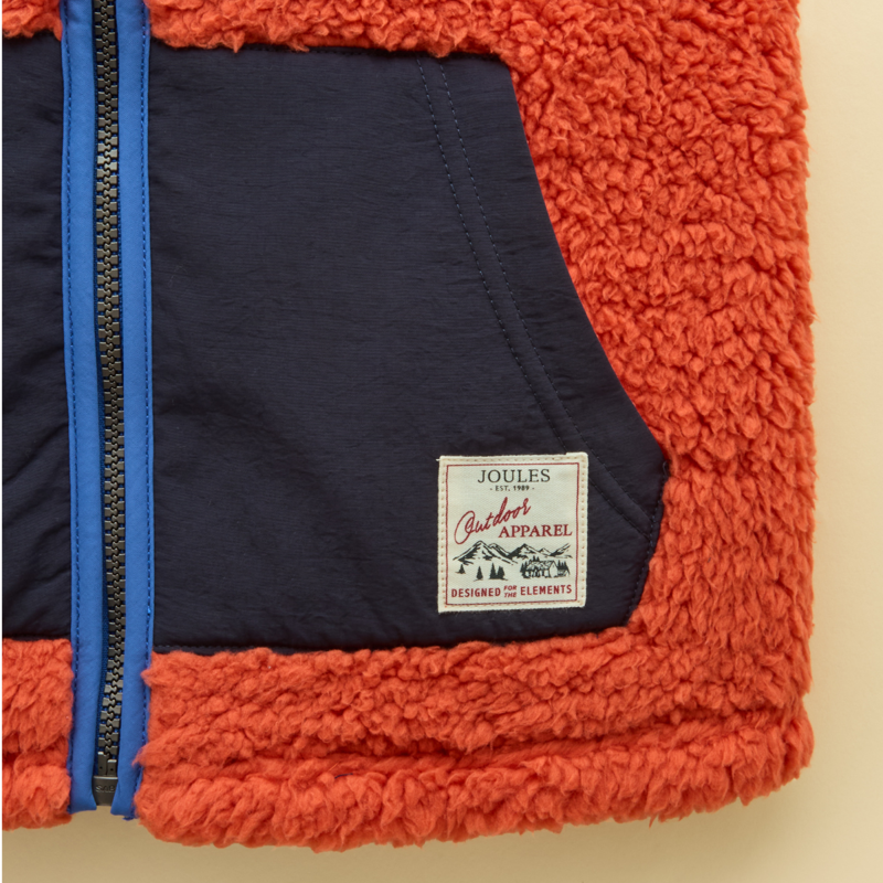 Joules Boys' Billy Fleece Gilet - Blue/Orange-3