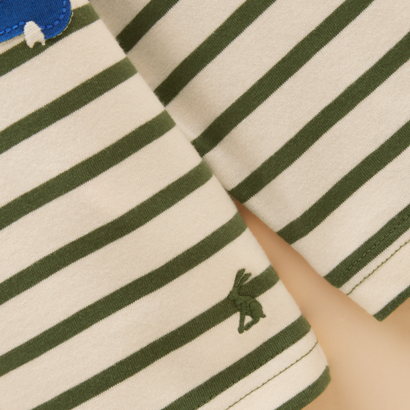 Joules Boy's Finlay Applique Long Sleeve T-Shirt - Green Stripe-2