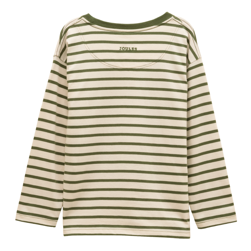 Joules Boy's Finlay Applique Long Sleeve T-Shirt - Green Stripe-1