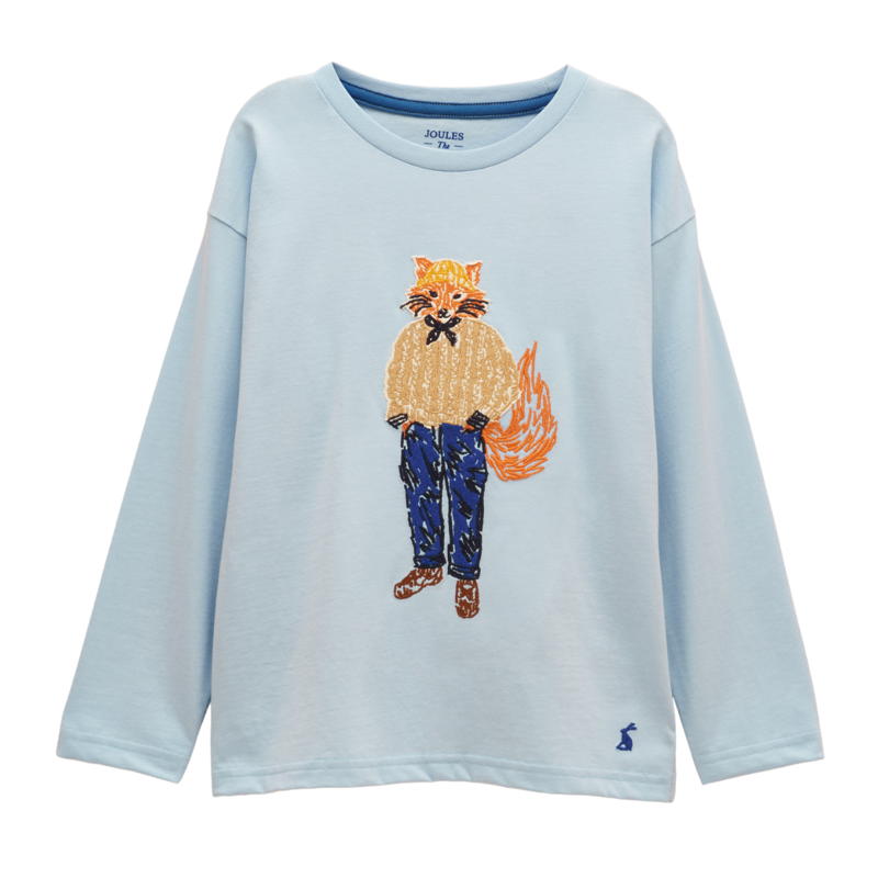 Joules Boy's Finlay Screenprint Long Sleeve T-Shirt - Blue Jonty