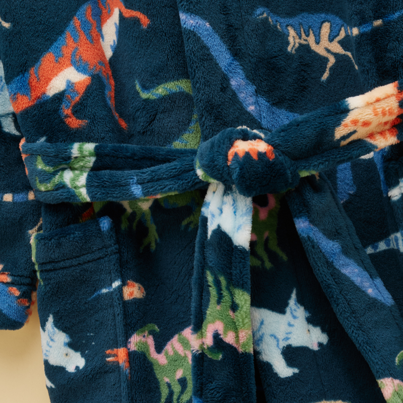 Joules Boys' Snug Dressing Gown - Navy Dino-2