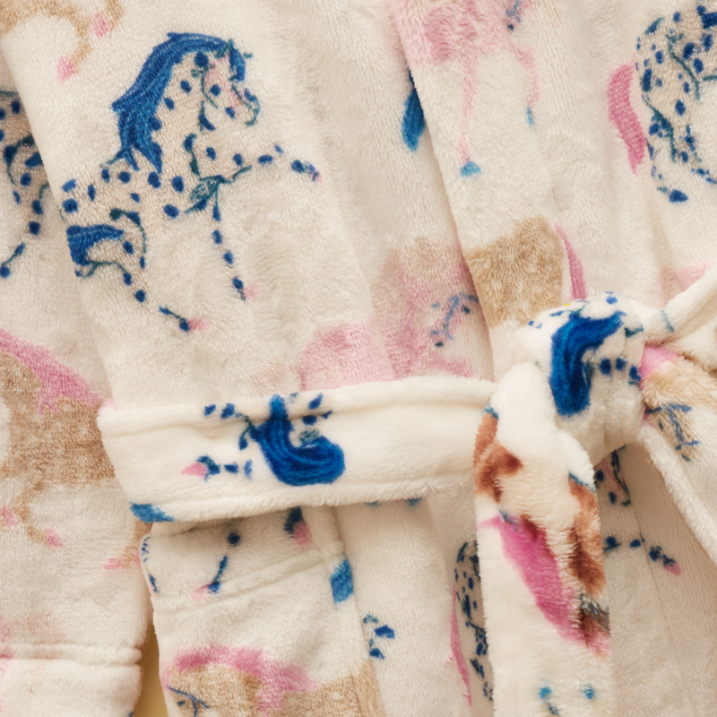 Joules Girls' Snug Dressing Gown - Cream Horse-2